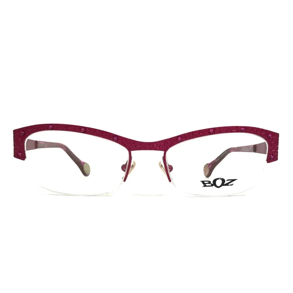 BOZ Eyeglasses Frames VIM 8282 Dark Pink Cracked Earth Pattern Crystal 52-18-135